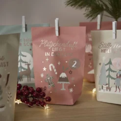Adventskalender-Set Edel, Spruch/pastell