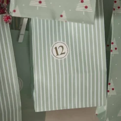 Adventskalender-Set, Tüten/Sticker, Baum/mint