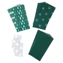 Adventskalender-Set, Tüten/Sticker, Stern/grün