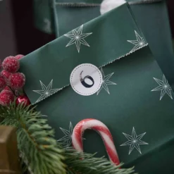 Adventskalender-Set, Tüten/Sticker, Stern/grün