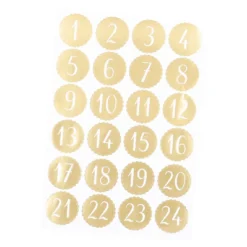 Adventskalender-Sticker, 24 Stk, gold