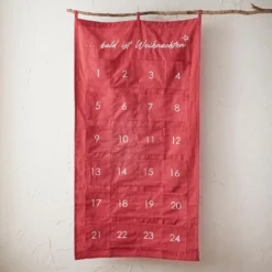 Adventskalender Taschen, rot, 60 x 115 cm