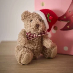 Anhänger Bär, Weihnachtsmütze, 10 cm