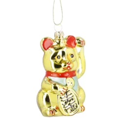 Anhänger Fancy, bunt, Winkekatze/gold, 10.5 cm