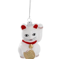 Anhänger Fancy, bunt, Winkekatze/weiß, 10 cm