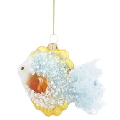Anhänger Fancy, Edel, Fisch/blau-gelb, 13 x 9 cm