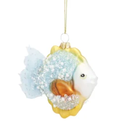 Anhänger Fancy, Edel, Fisch/blau-gelb, 13 x 9 cm