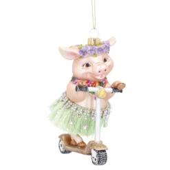 Anhänger Fancy, Excellent, Hulaschwein auf Roller/grün