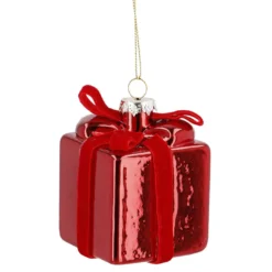 Anhänger Geschenk mit Schleife, rot, 7 cm