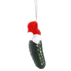 Anhänger Gurke mit Mütze, grün matt, 5 cm