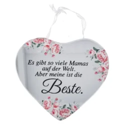 Anhänger Herz mit Spruch, Meine beste Mama, 12.5 x 11.5 cm
