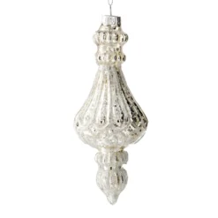 Anhänger Ornament/Rillen, silber, 15 cm