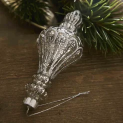 Anhänger Ornament/Rillen, silber, 15 cm