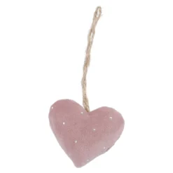 Anhänger Samtherz mit Holzstern, rosa