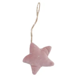 Anhänger Samtstern mit Holzstern, rosa