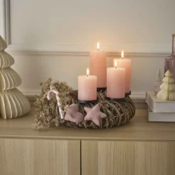 Anhänger Samtstern mit Holzstern, rosa