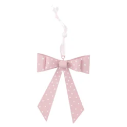 Anhänger Schleife, Punkte/rosa/weiß, 12 cm