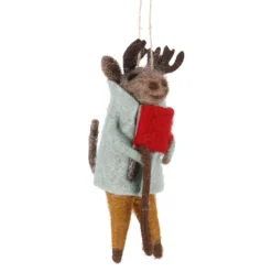 Anhänger Weihnachtstier, Elch/Buch, 14 cm