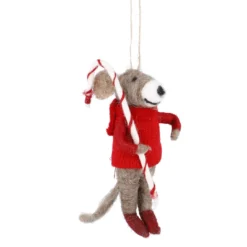 Anhänger Weihnachtstier, Maus/Zuckerstange, 14 cm