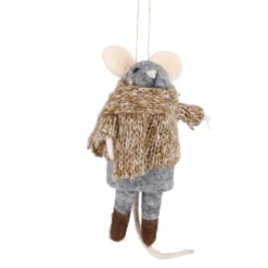 Anhänger Weihnachtstier, Maus/Strick, 14 cm