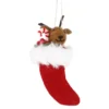 Anhänger Weihnachtstier, Rentier/Socke, 14 cm
