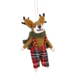 Anhänger Weihnachtstier, Rentier/Hose, 14 cm
