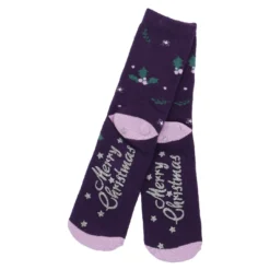 Anti-Rutschsocken Xmas, Fuchs lila , Größe 36 - 41