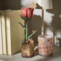 Bausatz 3D, Blume, Rose/rot