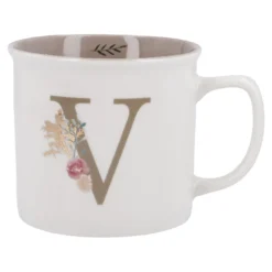 Becher Buchstabe/Blumen, V, 390 ml
