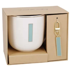 Becher Buchstabe mit Schlüsselanhänger, I/grün, 450 ml