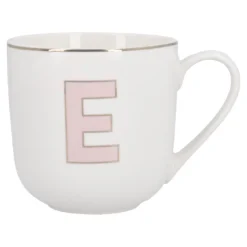Becher Buchstabe mit Schlüsselanhänger, E/rosa, 450 ml