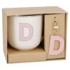 Becher Buchstabe mit Schlüsselanhänger, D/rosa, 450 ml