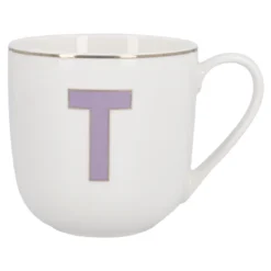 Becher Buchstabe mit Schlüsselanhänger, T/lila, 450 ml