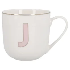 Becher Buchstabe mit Schlüsselanhänger, J/rosa, 450 ml