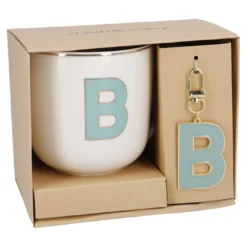 Becher Buchstabe mit Schlüsselanhänger, B/grün, 450 ml