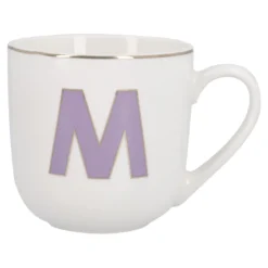 Becher Buchstabe mit Schlüsselanhänger, M/lila, 450 ml
