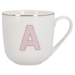 Becher Buchstabe mit Schlüsselanhänger, A/rosa, 450 ml