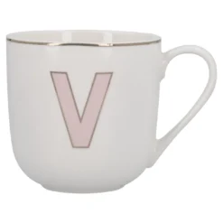 Becher Buchstabe mit Schlüsselanhänger, V/rosa, 450 ml