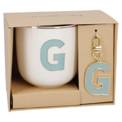 Becher Buchstabe mit Schlüsselanhänger, G/grün, 450 ml