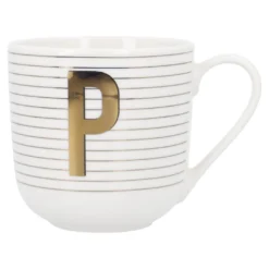 Becher Buchstabe/Streifen, P, 450 ml