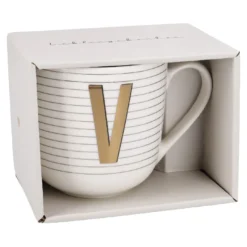 Becher Buchstabe/Streifen, V, 450 ml