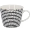 Becher China, Stäbchen/Kreis, schwarz/weiß, 300 ml, Goldrand