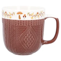 Becher Strick/Herbst, dunkelrot, 350 ml