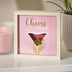 Bilderrahmen Geldgeschenk, Cocktail/natur, 12 x 12 cm