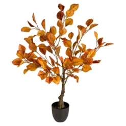 Blätterbaum im Topf, orange, 70 cm