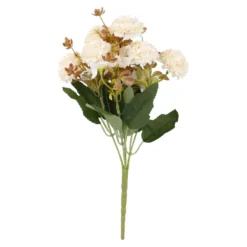 Blumenstrauß Pompom, creme/apricot, 29 cm