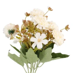 Blumenstrauß Pompom, creme/apricot, 29 cm