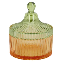 Deko-Dose Barock, orange/grün, 11 x 12 cm