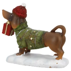 Deko-Hund Weihnachten, Geschenk, 12 cm