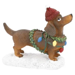 Deko-Hund Weihnachten, Lichterkette, 12 cm